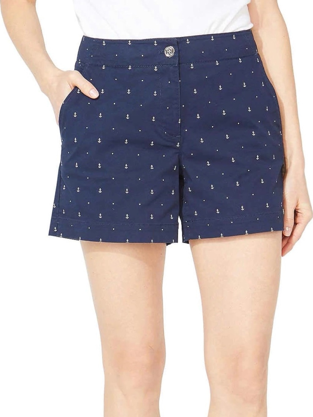 Nautica Tailored Stretch Cotton Shorts – Anchor Print – Size 10 (New with Tags)